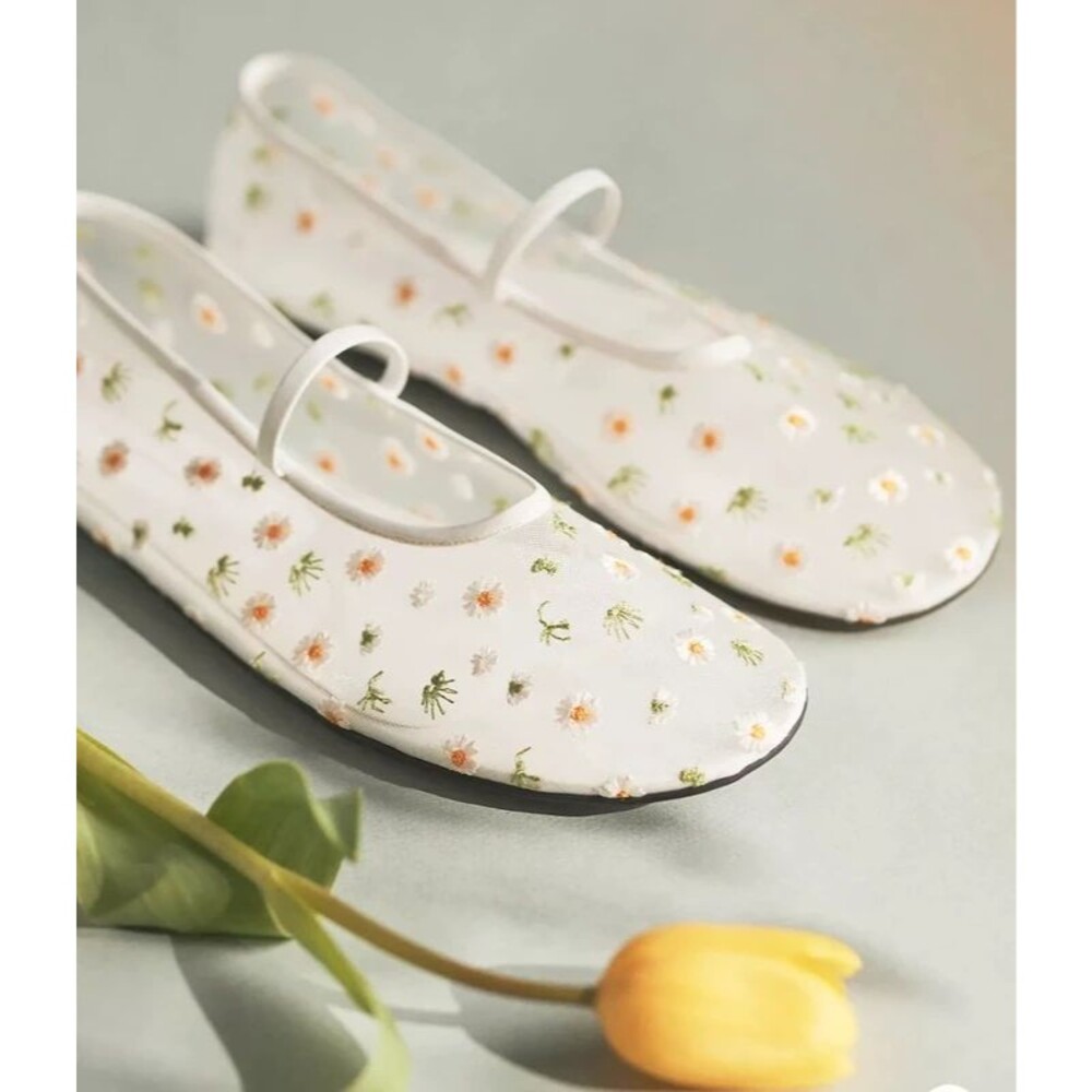 Jeffrey Campbell x Anthropologie floral mesh ballet flats